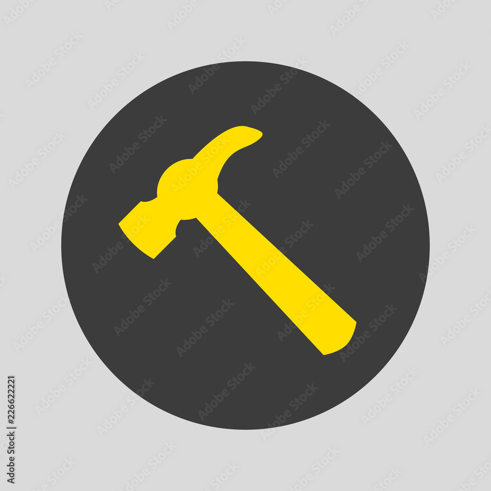 Hammer icon on gray background. Hammer icon on gray background.