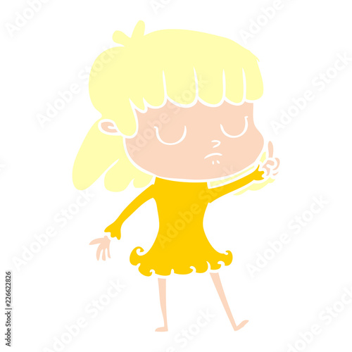 flat color style cartoon indifferent woman