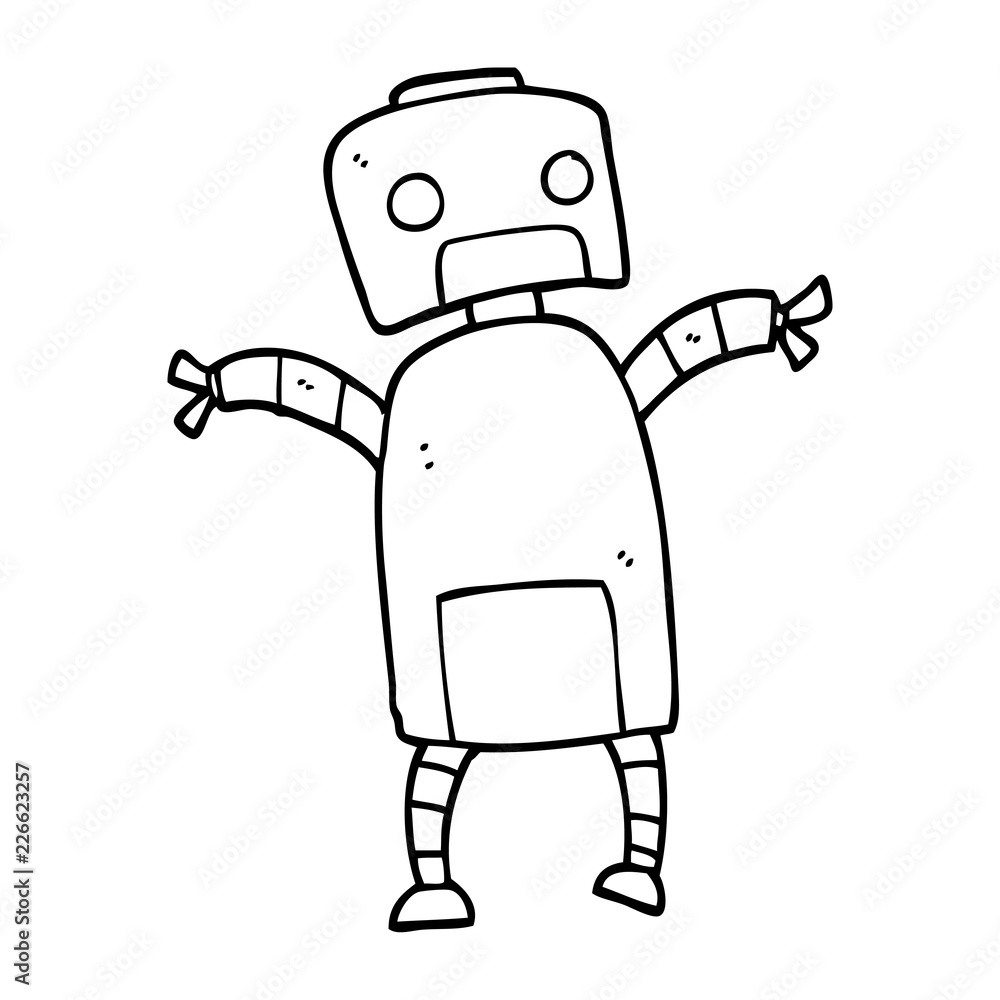 line drawing cartoon robot dancing Stock Vector | Adobe Stock