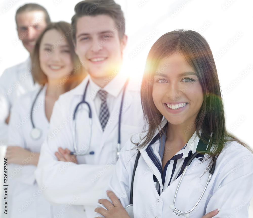 female doctor with group of happy successful colleagues female doctor with group of happy successful colleagues