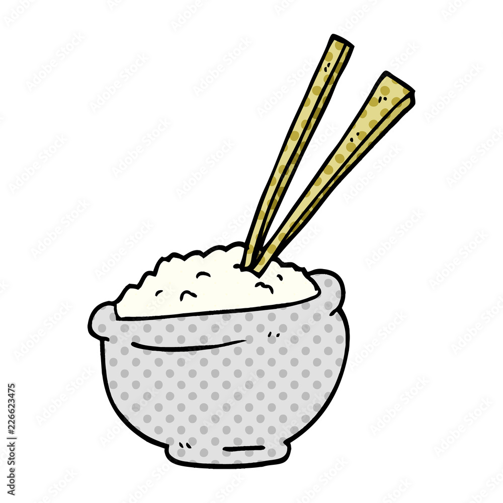 cartoon doodle bowl of rice with chopsticks cartoon doodle bowl of rice with chopsticks