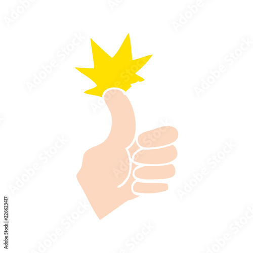 flat color illustration of a cartoon thumbs up