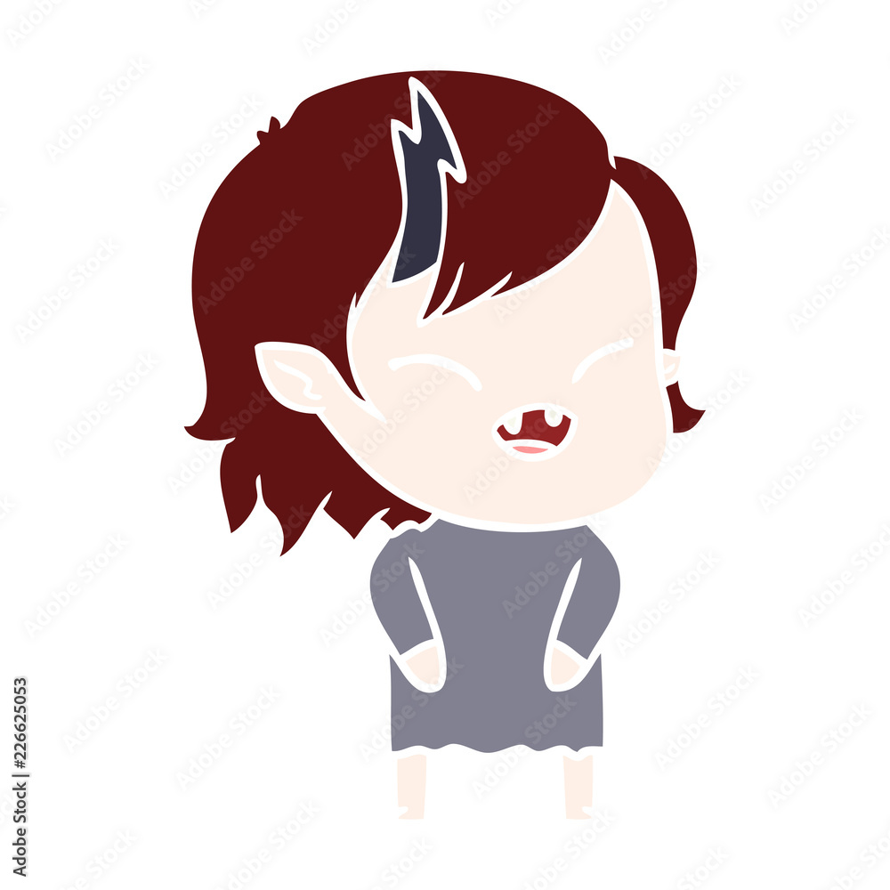flat color style cartoon laughing vampire girl flat color style cartoon laughing vampire girl