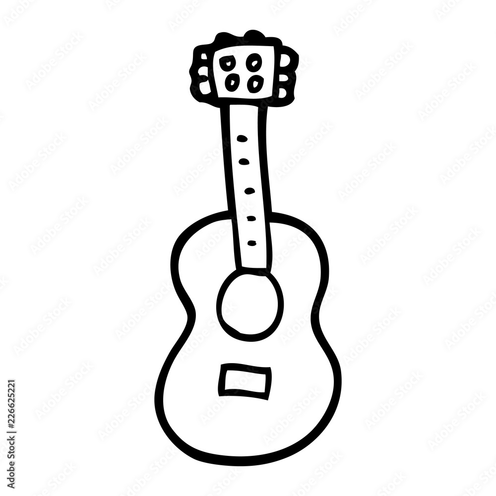 line drawing cartoon guitar Stock Vector | Adobe Stock