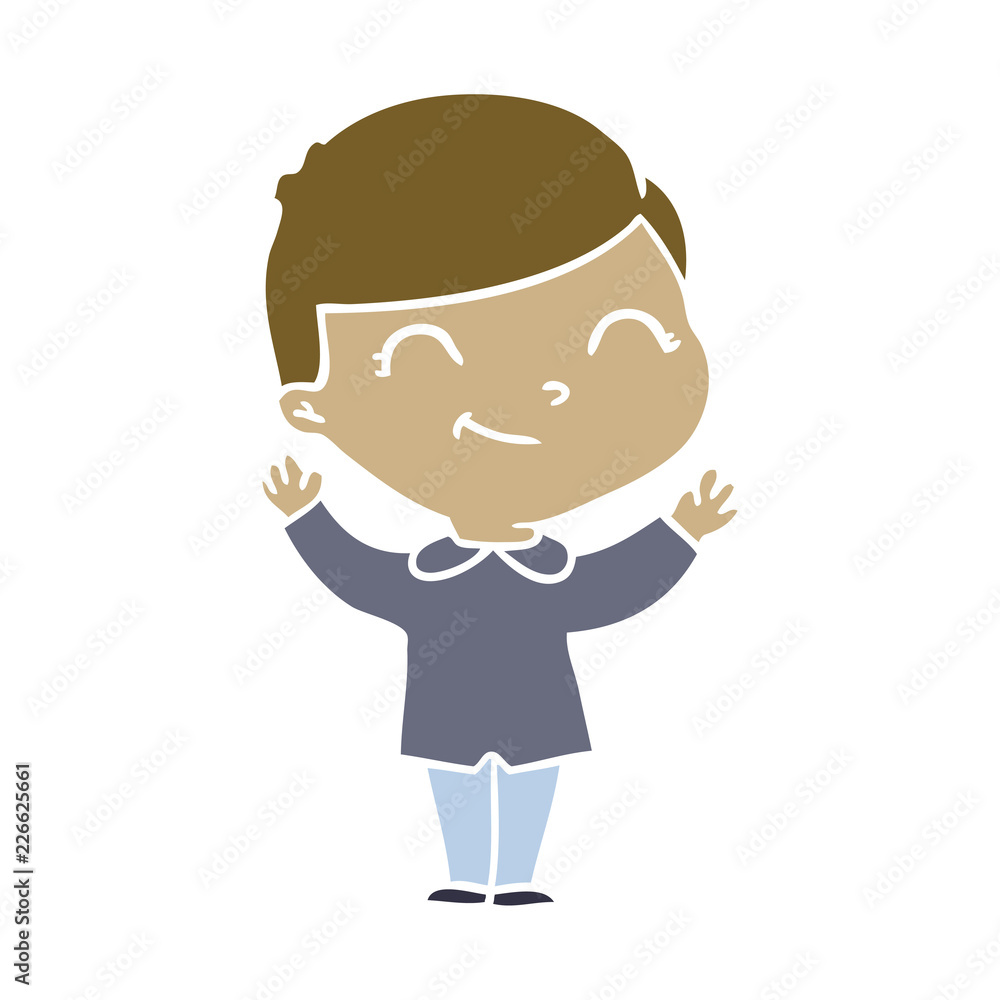 flat color style cartoon boy smiling flat color style cartoon boy smiling