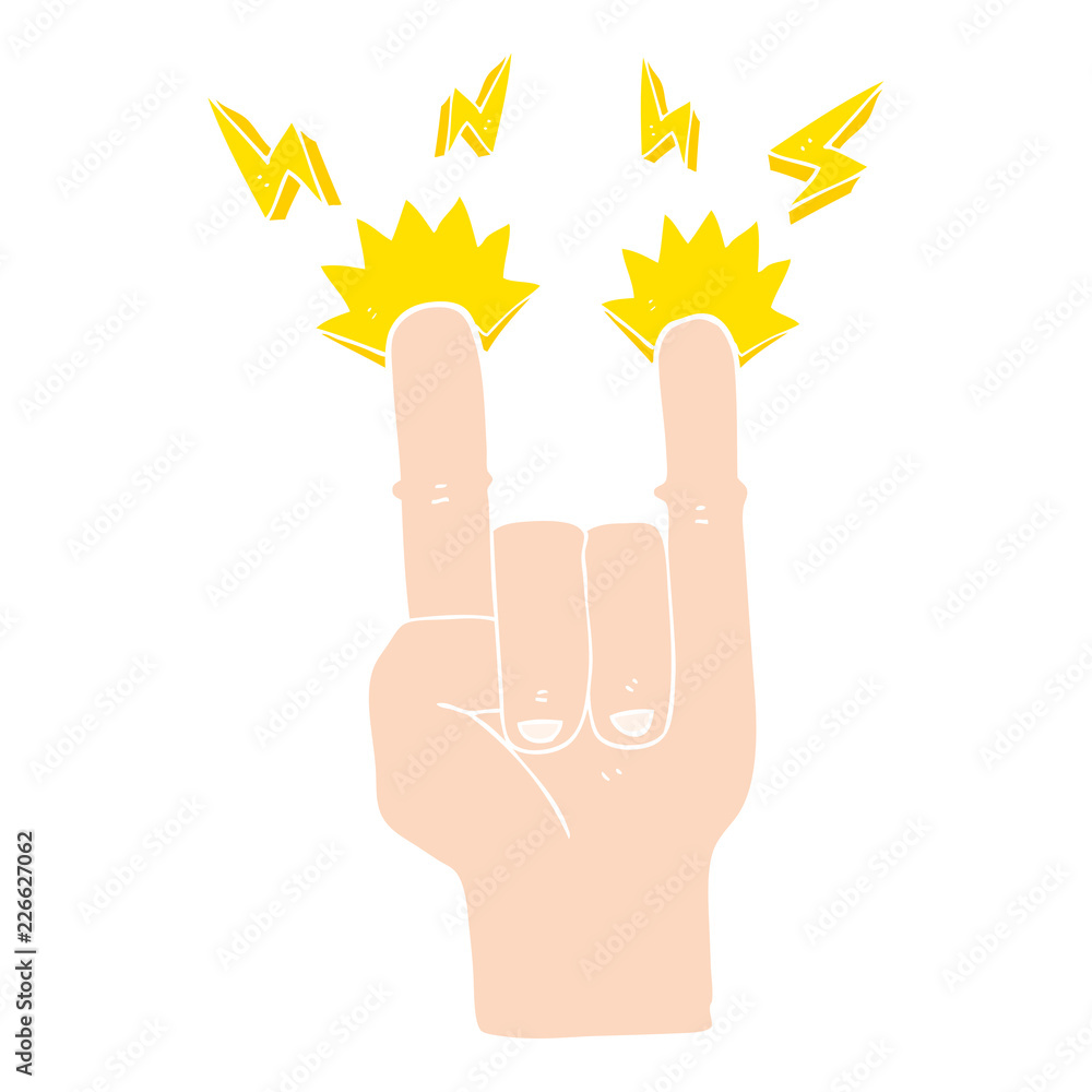 flat color illustration of a cartoon hand making rock symbol flat color illustration of a cartoon hand making rock symbol