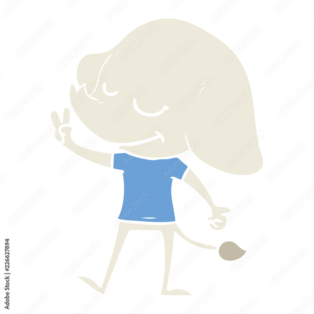 Fototapeta premium flat color style cartoon smiling elephant