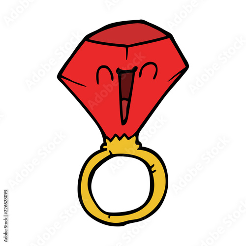 cartoon doodle red ruby ring