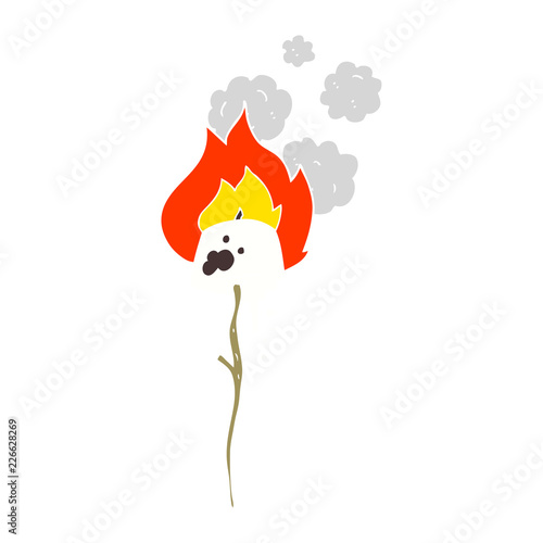 flat color illustration of a cartoon toasted marshmallow