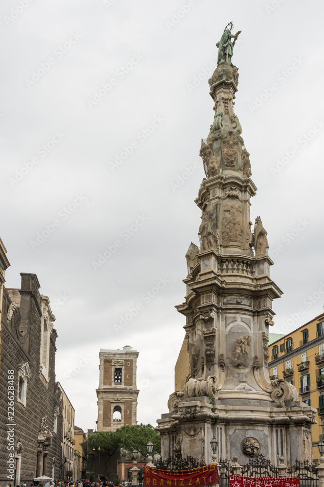 Monument in square Naples Italy