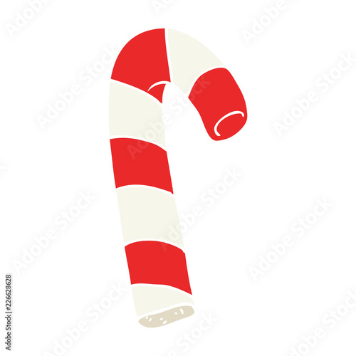 flat color illustration of a cartoon candy cane