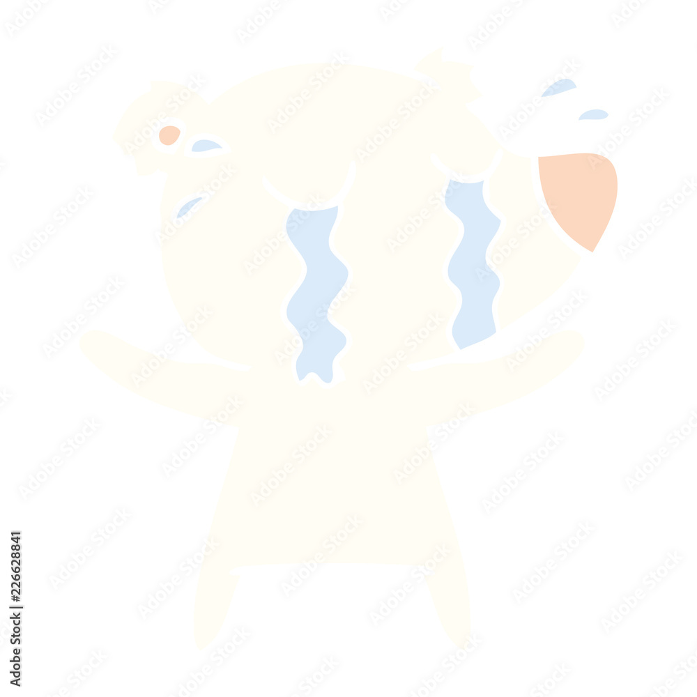 Fototapeta premium flat color style cartoon crying polar bear