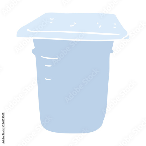 flat color illustration of a cartoon yogurt pot