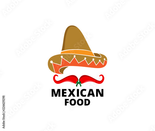 mexican hat chili hot and spicy food vector logo design inspiration