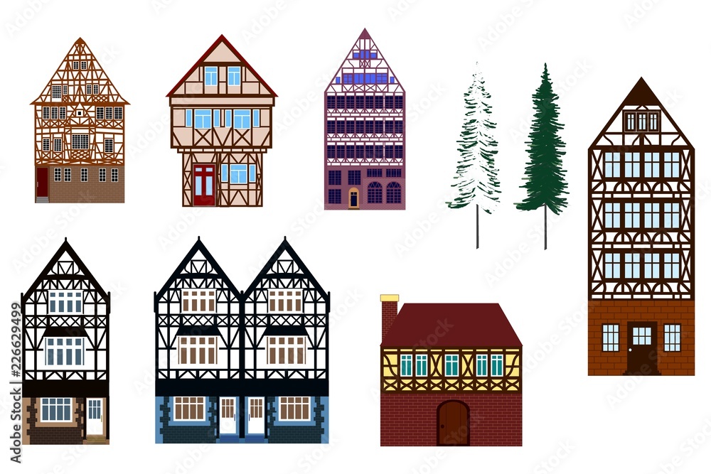 Collection of half-timbered houses of germany