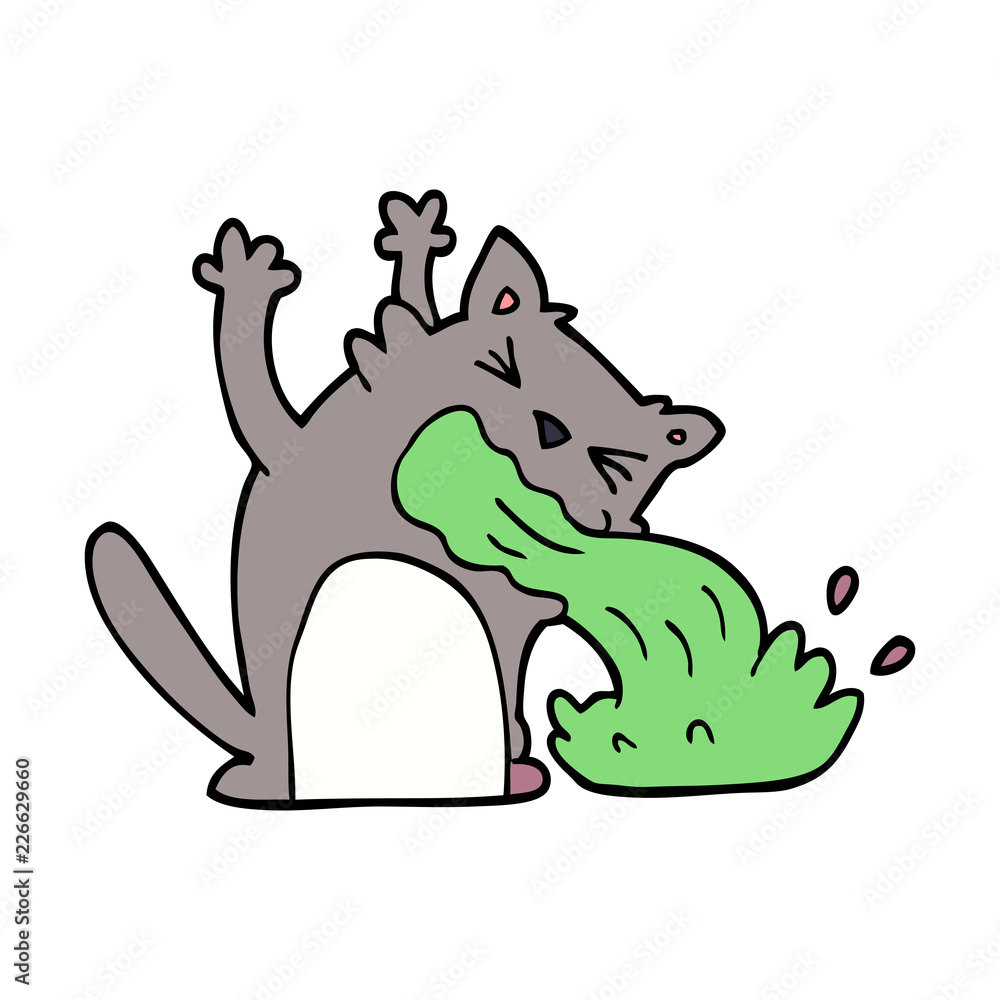 cartoon doodle of an ill cat