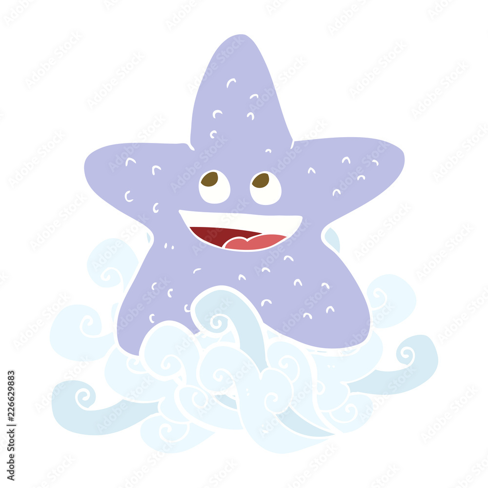 flat color illustration of a cartoon starfish flat color illustration of a cartoon starfish