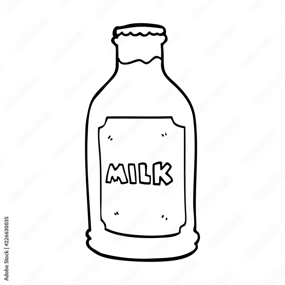 line drawing cartoon milk bottle Stock Vector | Adobe Stock