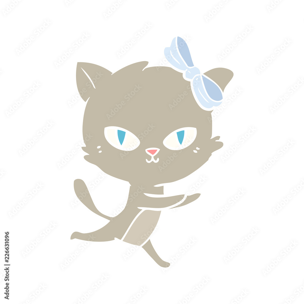 cute flat color style cartoon cat running cute flat color style cartoon cat running