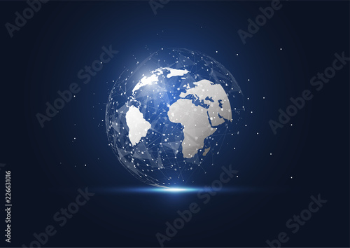 Global network connection. World map point and line composition concept of global business. Vector Illustration