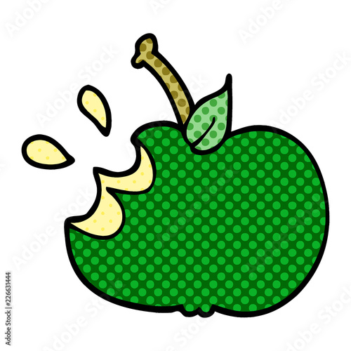 cartoon doodle juicy bitten apple