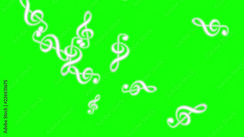 Musical notes flying around in the air against green screen Musical notes flying around in the air against green screen