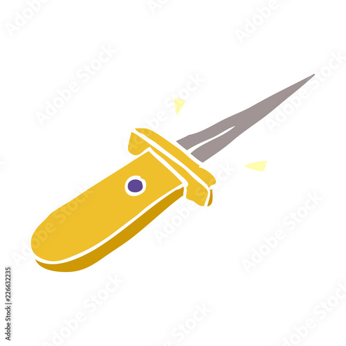 cartoon doodle flick knife snapping open