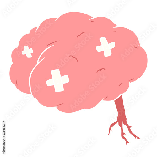 flat color style cartoon injured brain