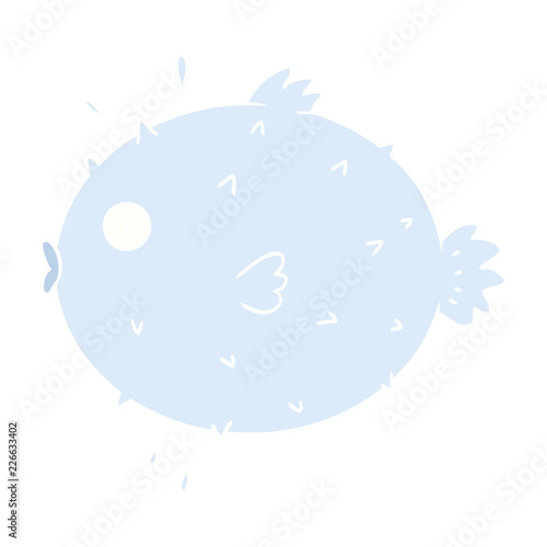 flat color style cartoon puffer fish