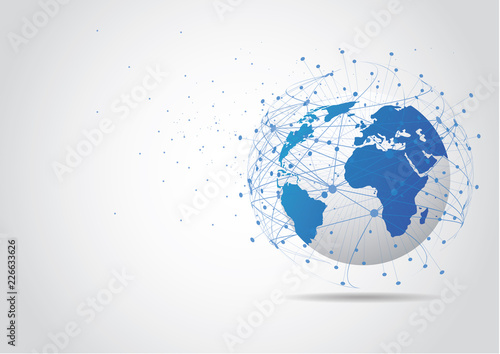 Global network connection. World map point and line composition concept of global business. Vector Illustration