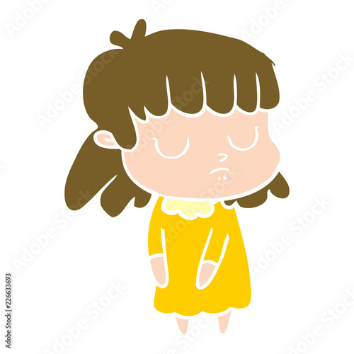flat color style cartoon indifferent woman