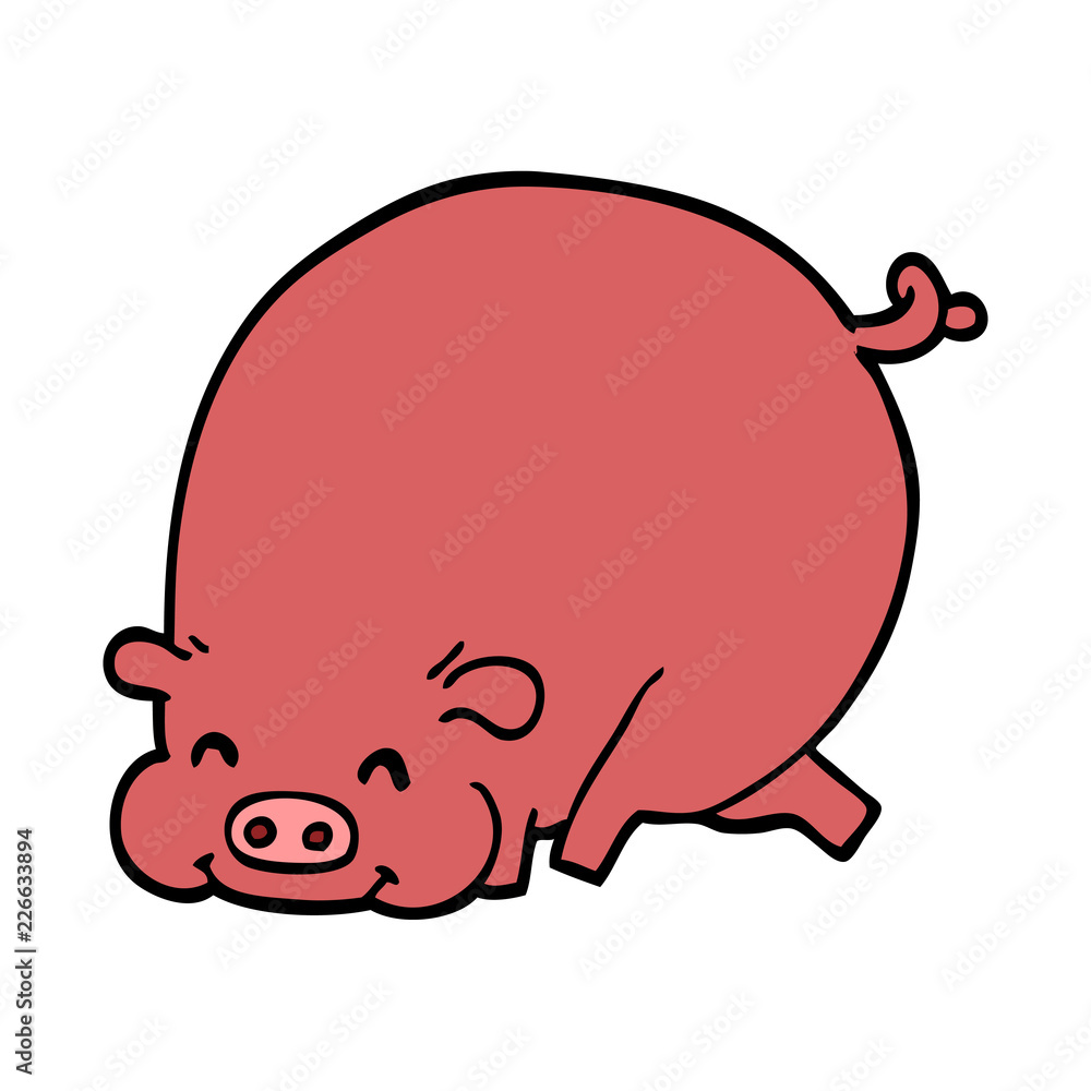 cartoon doodle fat pig