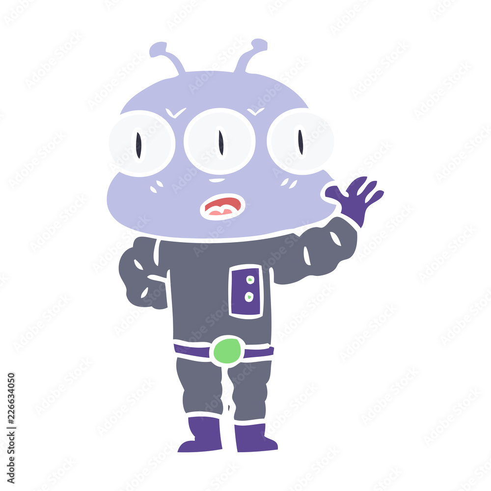 flat color style cartoon three eyed alien flat color style cartoon three eyed alien