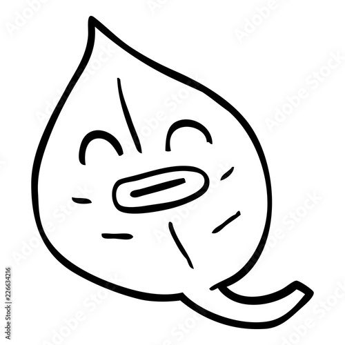 line drawing cartoon autumnal leaf