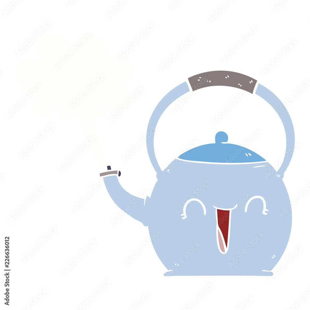 flat color style cartoon boiling kettle flat color style cartoon boiling kettle