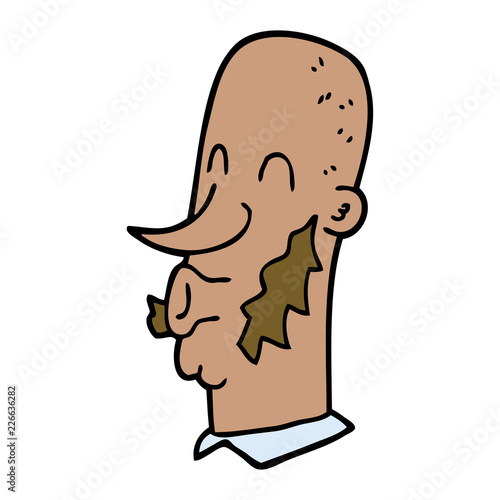 cartoon doodle man with muttonchop facial hair