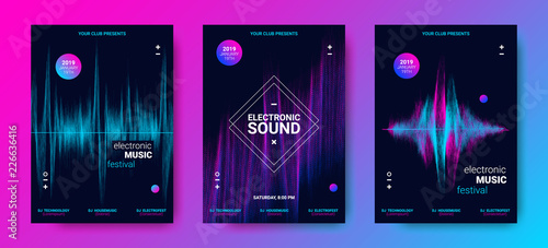 Wave Music Posters Set.