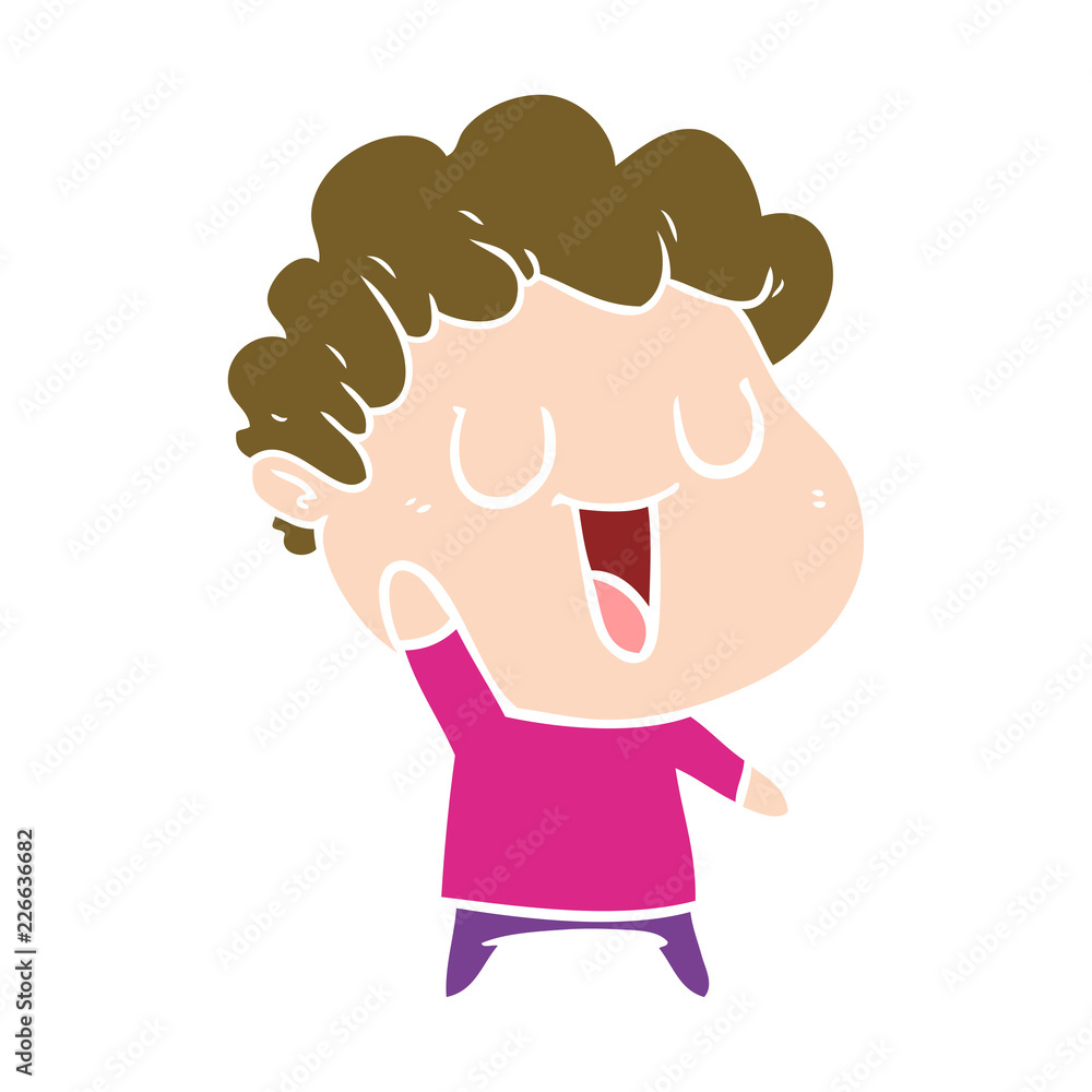 Fototapeta premium laughing flat color style cartoon man