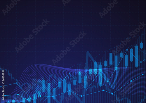 Business candle stick graph chart of stock market investment trading on dark background design. Bullish point, Trend of graph. Vector illustration