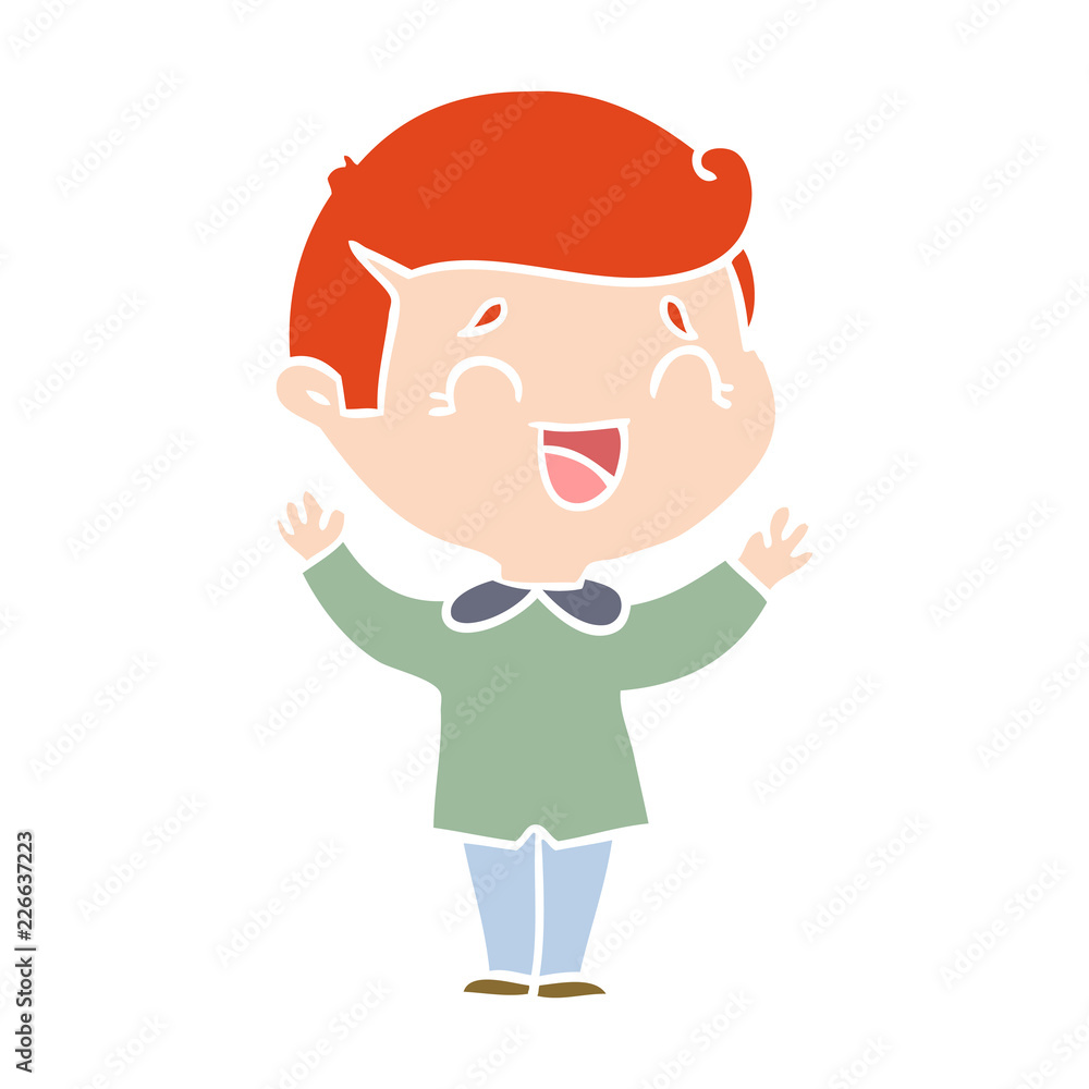 flat color style cartoon laughing man