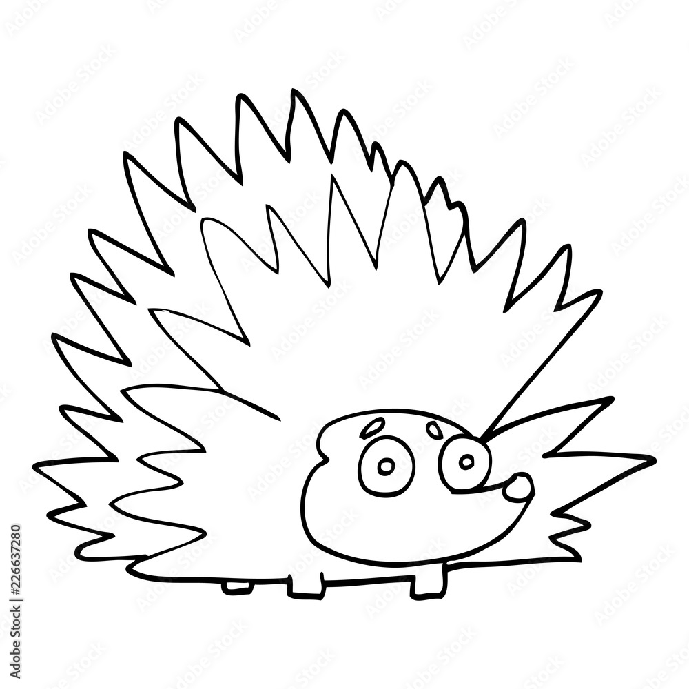 line drawing cartoon spiky hedgehog Stock Vector | Adobe Stock