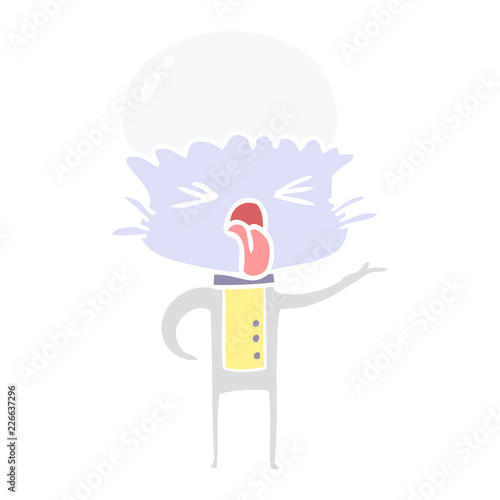 disgusted flat color style cartoon alien