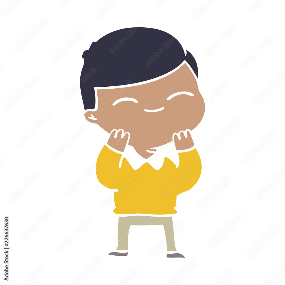 flat color style cartoon smiling boy flat color style cartoon smiling boy