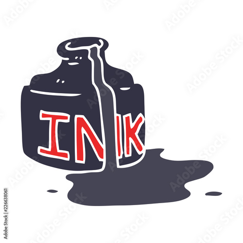 cartoon doodle spilled ink bottle