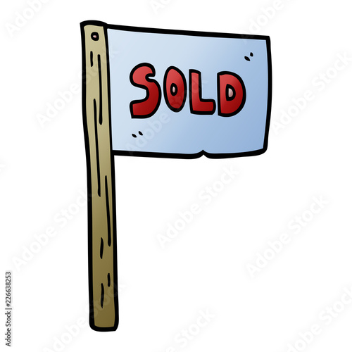 cartoon doodle sold sign