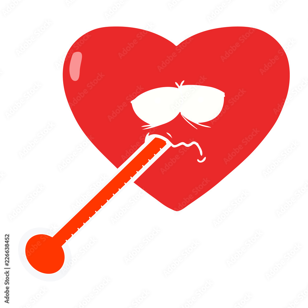 flat color style cartoon love sick heart flat color style cartoon love sick heart