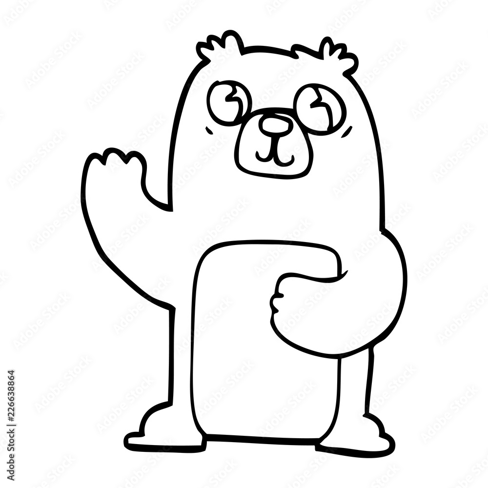 Fototapeta premium line drawing cartoon black bear