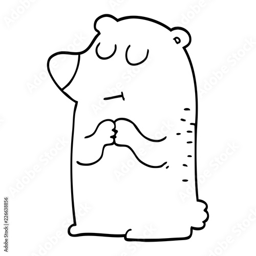 line drawing cartoon shy bear