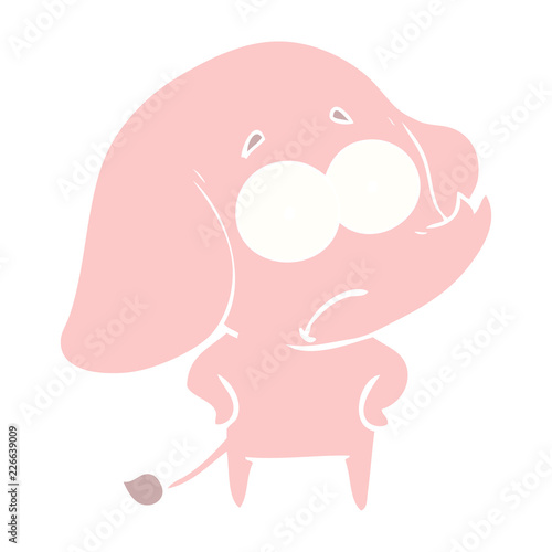 flat color style cartoon unsure elephant