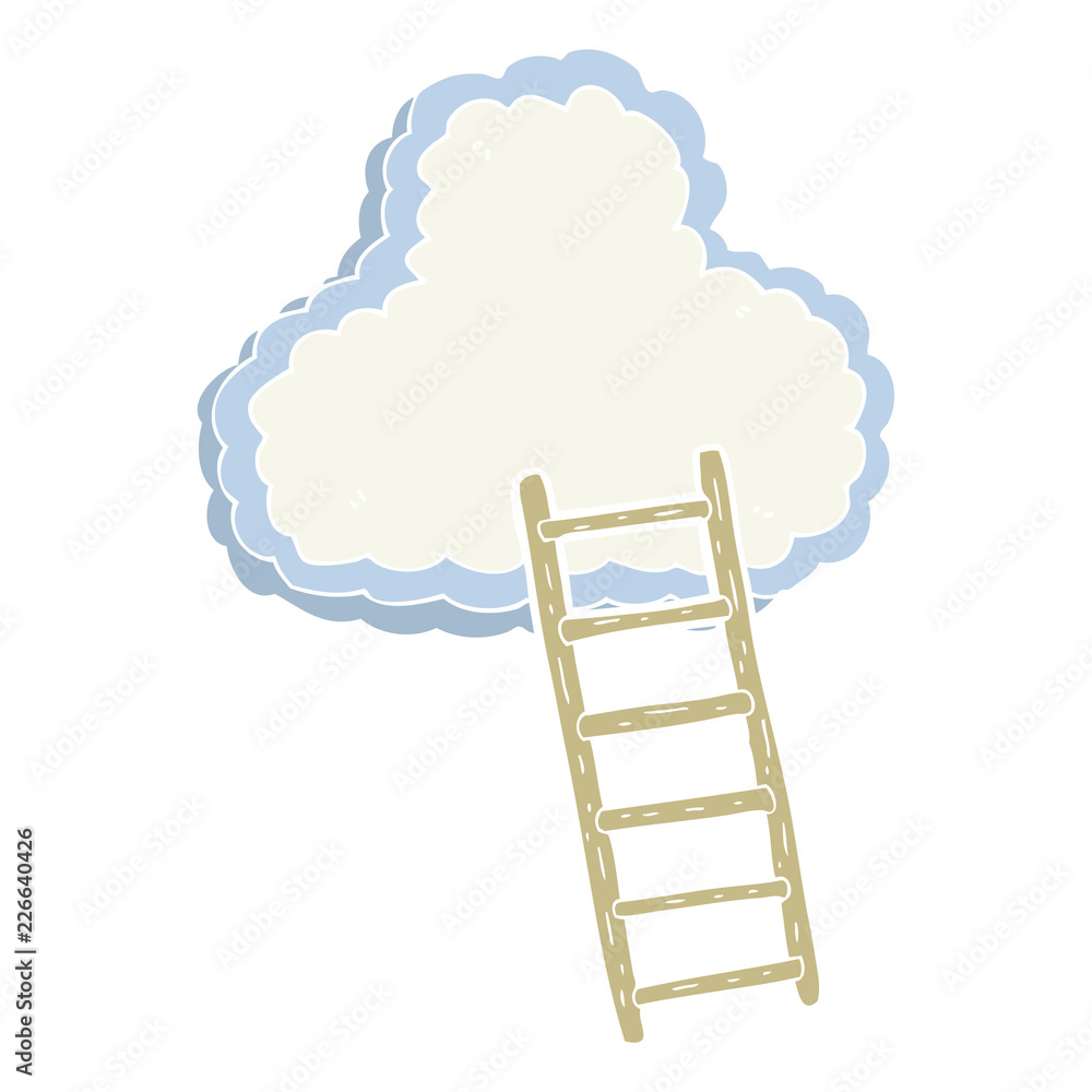 flat color illustration of a cartoon ladder to heaven flat color illustration of a cartoon ladder to heaven